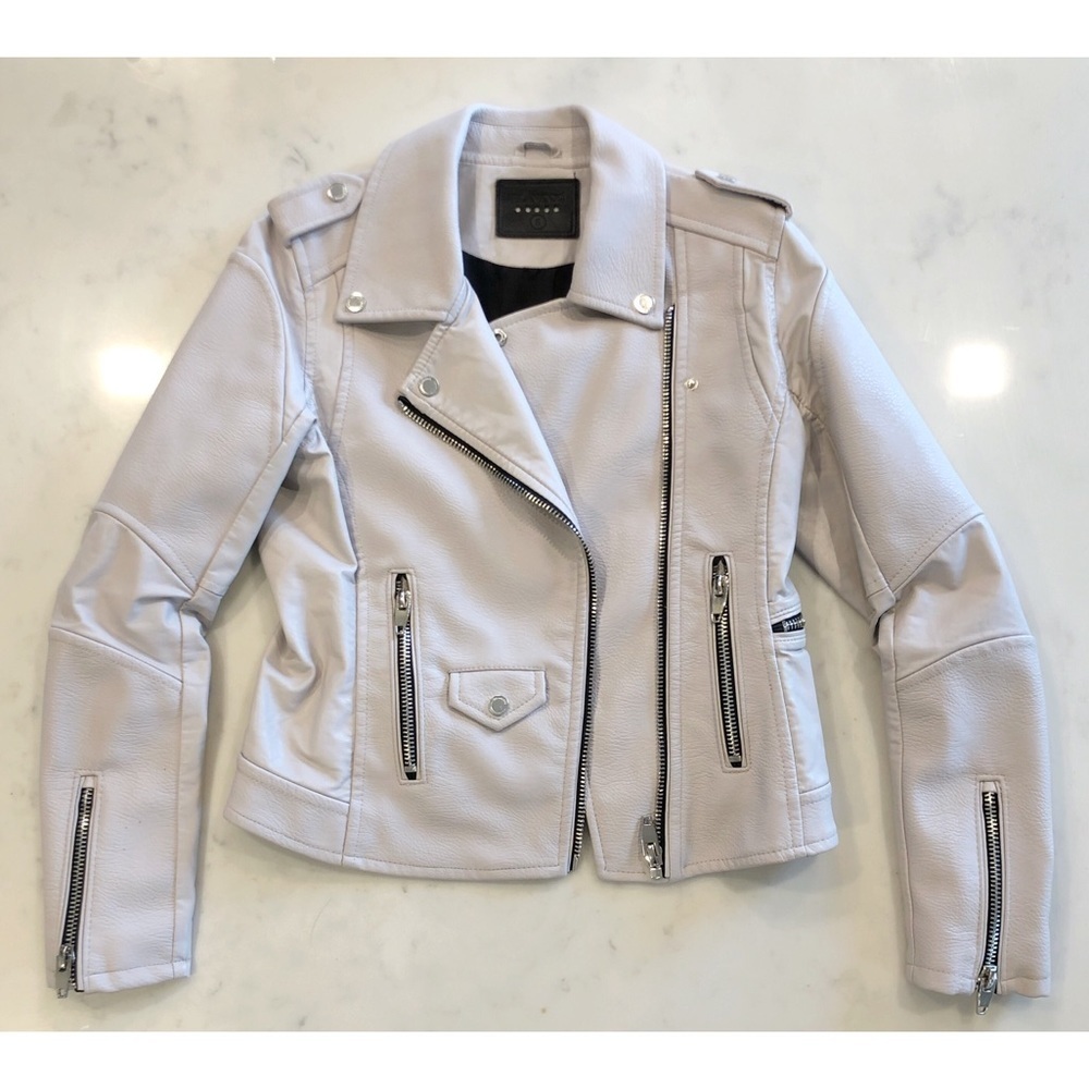 Blank NYC Easy Rider Faux Leather Moto Jacket Dove Gray Size Small - Picture 7 of 13